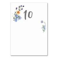 Boho Watercolor Wildflowers Wedding Table Number