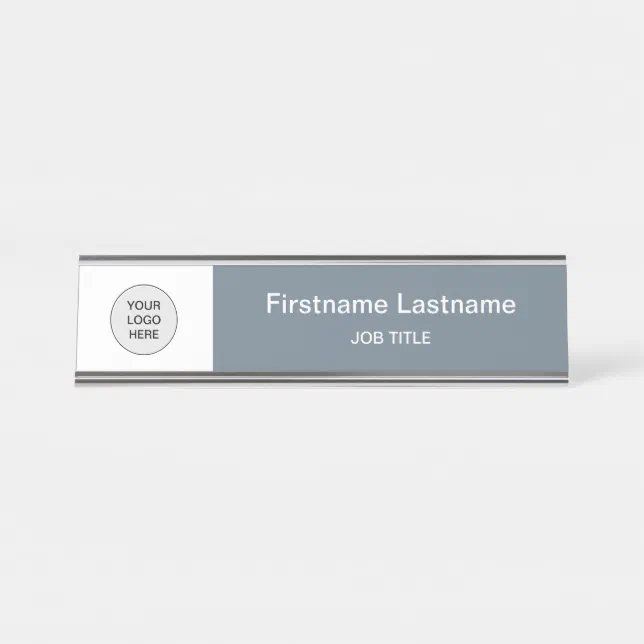 Cool Gray Your Logo Modern Desk Name Plate