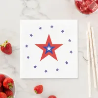 Blue/Red/White Star Ring + Red/Blue/White Star Napkins