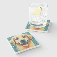 Happy Golden Retriever Stone Coaster