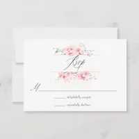 Pink Cherry Blossom Spring Wedding Photo RSVP Card