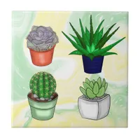 Hand drawn Succulents    Ceramic Tile