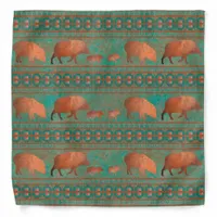 Southwest Cute Javelina Family Copper Teal Bandana