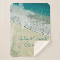 Tropical Beach Wedding Sherpa Blanket