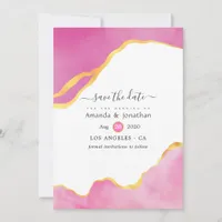 Pink and Gold Agate Wedding Save The Date