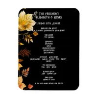 Elegant Wedding Black and Gold Floral Invitations Magnet