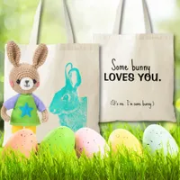 Simple Minimal Blue-Green Easter Bunny  Tote Bag