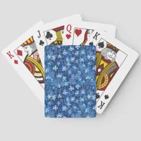 All Over Shades of Blue Floral Pattern  Poker Cards