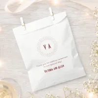 Modern Minimalist Red Monogram Wedding Favor Bag