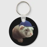 Ferret Wearing Hat Keychain