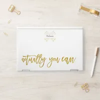 Actually You Can Motivational Quote/Name/Gold Leaf HP Laptop Skin