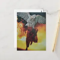 Dancing Hawk in a red dress fantasy collage Postcard