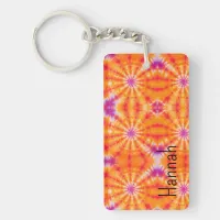 Groovy Orange Pink Tie Dye Keychain