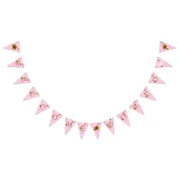 Pink and Gold  Baby Shower Welcome World Footprint Bunting Flags