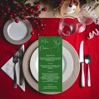 Christmas party green reindeer dinner menu card