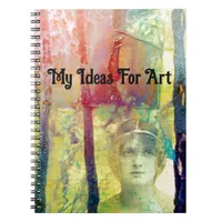 Mixed media vintage lady ink spills notebook