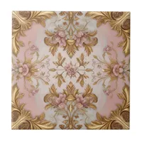Elegant Vintage Floral Ceramic Tile