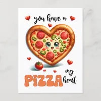 Heart Shape Pizza Punny My Heart Valentine Postcard