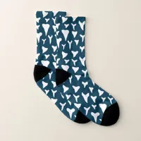 Blue White Sharks Teeth Pattern Shark Themed Socks