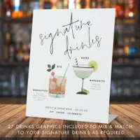 Artsy Choice of Cocktails Script Signature Drinks  Pedestal Sign