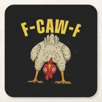 F-Caw-F Humor Gothic Crow Funny Aesthetic Style Square Paper Coaster