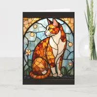 Stained Glass Style Orange and White Cat  Card