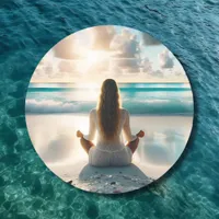 Serene Meditation by the Ocean Classic Round Sticker