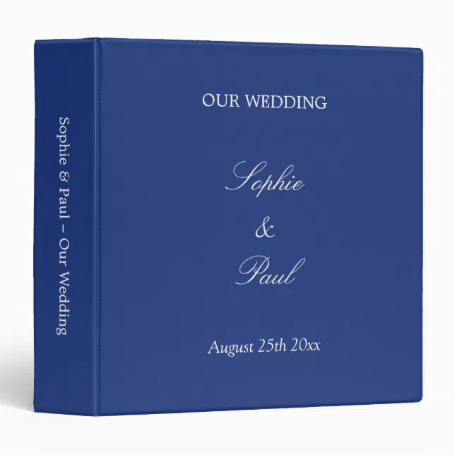 Dark Blue Wedding Personalized 3 Ring Binder