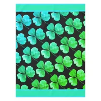 Irish Shamrock Green Blue Watercolor  Tablecloth