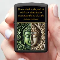 Buddhist Flora & Orbs: AI Carving Zippo Lighter