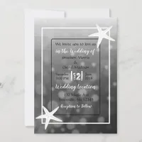 Black Bubbles Starfish Beach  Wedding Invitations
