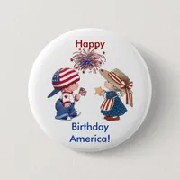 Happy Birthday America Button