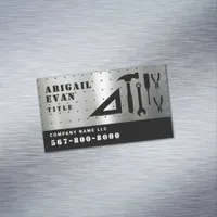 Professional Shiny Silver Repair Tools Handyman Business Card Magnet
