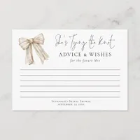 Tying The Knot Cream Bow Bridal Shower Advice Card