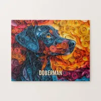 Doberman Quilling Art Dog Portrait Jigsaw Puzzle