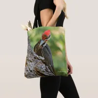 Stunning Portrait of Pileated Woodpecker on Tree Tote Bag