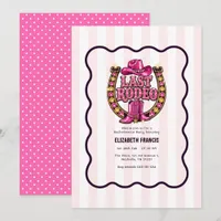 Last Rodeo Hot Pink Disco Cowgirl Bachelorette Invitation