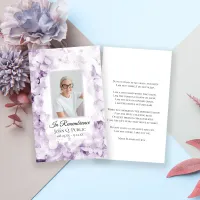 Purple Hydrangea Flower Watercolor Funeral Prayer Business Card