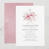 Blush and Rose Gold Floral Confirmation Invitation