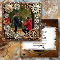 Steampunk Copper Floral Personalized Wedding Save The Date