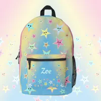 Cute stars with faces in pastel colors, custom    printed backpack