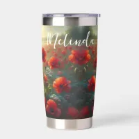 Pretty Red Poppy Field on a Summer Day Insulated Tumbler