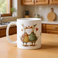 Happy Valentine's Day Whimsical Geese Coffee Mug