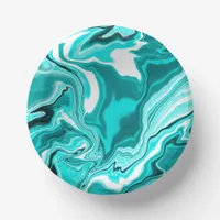Teal, Turquoise and White Marble   Paper Bowls