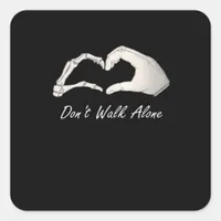 Don't Walk White Classic Skeleton Hands Hearts Square Sticker