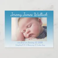 Blue Gradient Baby Boy Birthday Announcements