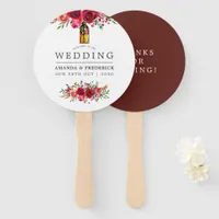 Burgundy Red and Pink Floral Wedding Favor Hand Fan