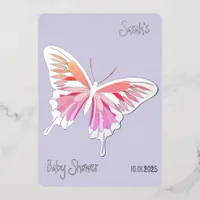 Butterfly Sweet Palette Baby Shower silver  Foil Invitation