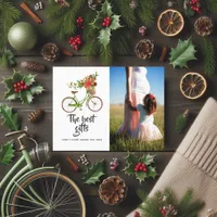 Watercolor Floral Bicycle Christmas Baby Expecting Announcement Postcard
