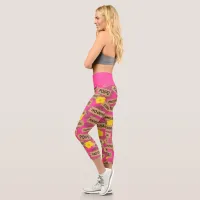 Tropical Pink Floral Hawaiian Beach Capri Leggings